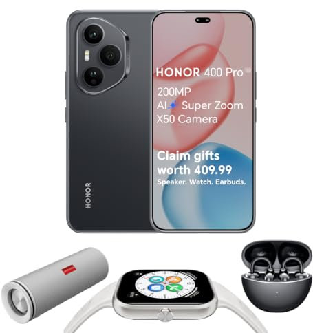 HONOR 400 PRO fotocamera 200 MP, display AMOLED 6.7 pollici, 5300mAh, Qualcomm Snapdragon 8 Gen3, Android 15, 12GB + 512GB, Midnight Black