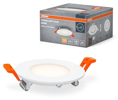 OSRAM Downlight Slim 85mm Spot encastrable LED 4,5W 3000K blanc chaud 240 lumens design fin IP20 installation facile pour salons et couloirs