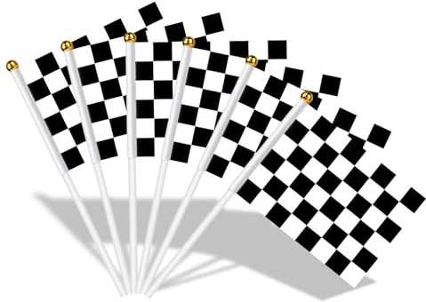 AhfuLife Bandera de Mano Cuadros, 15 Piezas Bandera Cuadros Pequeña con 30cm Palo para Decoraciones de la Copa Europea, Eventos Deportivos, Celebración, Desfile, Día Nacional, Fiesta