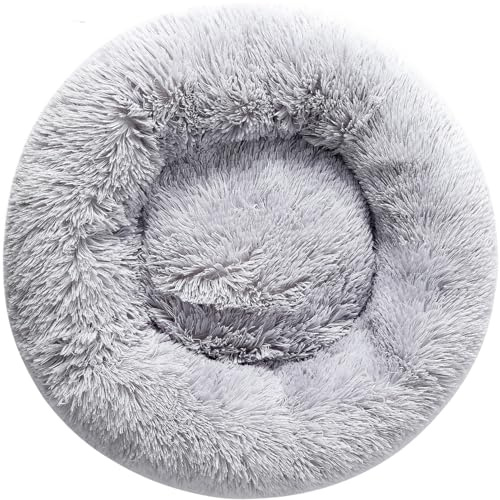Zhoothyomiru Luxury Donut Cat Bed Dog Bed Rabbit Pillow Premium Plush Faux cat pillow cat cave Fur Super Soft Fluffy Comfortable Indoor Bed Dog Piilow Pet Bed for 5KG