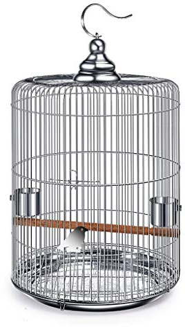 Solid Bird Cage Stainless Steel Bird Cage Large with Metal Hooks Can Be Hung in The Outdoor Bird Villa Round Bird Cage 6 Size Options for Lovebirds Finches Parr，Small
