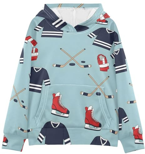 JULYTO Hoodies for Boys Hockey Glove Skate Boys' Long Sleeve Hoodie Sweatshirt Pullovers Tops Size 13-14