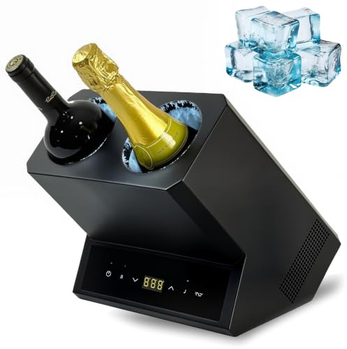 Elektrisk Vinkylaren Dubbel Vinkylare För Flaskor Med Pekskärm | 750ml Dubbel Vinkylare För Vinflaskor Med 5-18°C Temperaturinställning Termoelektrisk Kylning LED Display Portabel Design(A)