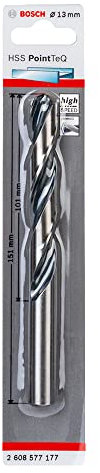 Bosch Accessories 2608577177 HSS PointTeQ (13 x 101 x 151 mm) - Punta Elicoidale per Trapano per Metallo, Acciaio, Fusione o Plastica, Grigio (Argento), Ø 13 mm