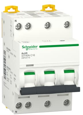 Schneider Electric Acti9 iDT40N Leitungsschutzschalter Typ C, Pol 3P+N 16A 400V Acti 9 DIN-Schienen-Montage