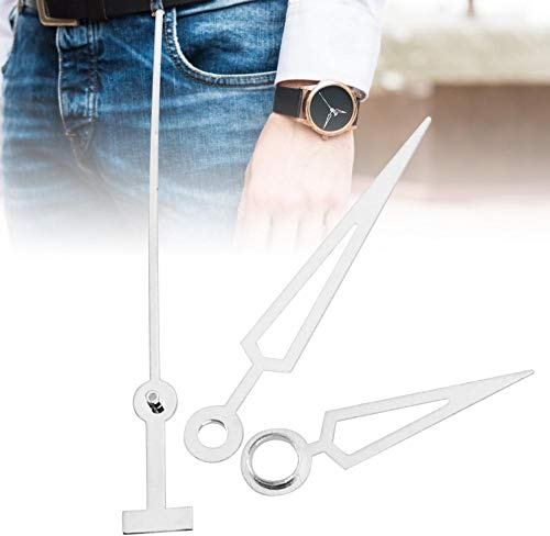 Las agujas de los hombres T97 miran agujas de repuesto, reloj reloj paso movimiento hora minuto segundos agujas de reloj agujas de repuesto de bricolaje o piezas aptas para movimiento ET(Plata)