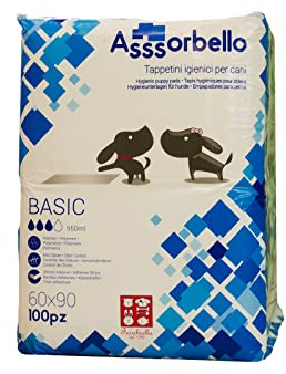 Ferribiella Tappetini Igienici per Cani 60x90, 100 Pz, 950ml, Assorbenza, Anti Odore, Strisce Adesive