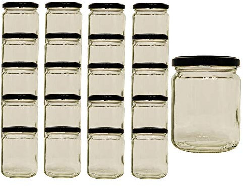 Vitrea 50 x Marmeladengläser 275ml Gläschen mit Schraub-Deckel Schwarz - Einmachgläser - Sturzgläser - Honiggläser - Probiergläser für Gastgeschenke & Hochzeit Made in Germany (50)