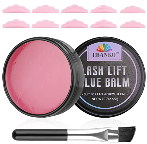 EBANKU Lash Lift Glue, Balsamo per Colla Duraturo per Colla per Sopracciglia 2 in 1 Adesivo per Sollevamento Ciglia con Bigodino per Ciglia Perm Pad per Permanente Ciglia e Laminazione Sopracciglia