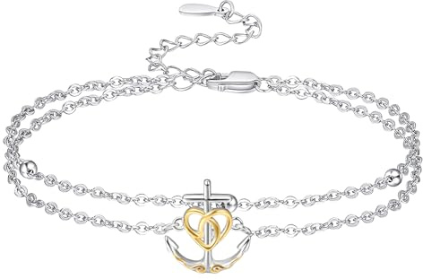 Palpitate Anchor Anklets Sailor Anchor Nautical Ankle Bracelet 925 Sterling Silver Sailor Jewelry Gifts for Women