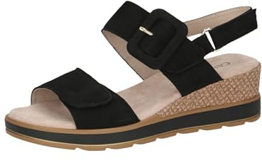 CAPRICE Sandali con Tacco da Donna in Pelle con Plantare, Nero (Black Nubuc), 36 EU