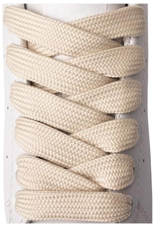 Olukssck 2 Pares Cordones Planos para Zapatillas, Cordones universales Repuesto para Zapatos para Calzado Deporte y Botas - Anchura 15 mm, Crema, 115cm