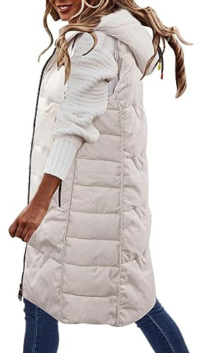 Gilet Donna Trapuntato Invernale Lungo Piumino Smanicato Donna Con Cappuccio Imbottita Trapuntato Elegante Parka da Donna Moda Giacca Gilet Giubbotto Smanicato Lungo Leggero Lavoro Piumino Smanicato