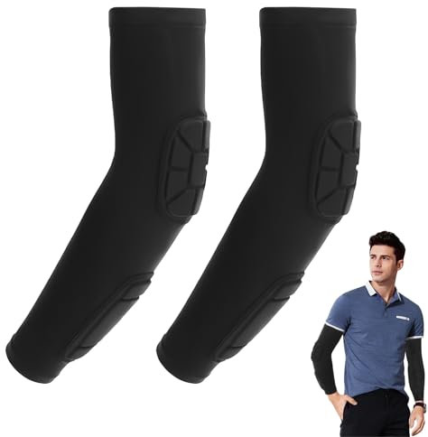 2 Piezas Codera Manguitos Codo y Antebrazo con Acolchado, para Voleibol, Fútbol, Baloncesto, Fútbol Americano y Balonmano, Diseño Antideslizante, Color Negro
