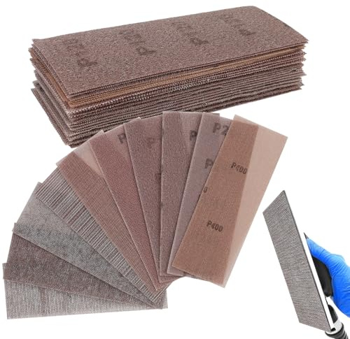 25 Pezzi 70 x 198mm Carta Vetrata Abrasiva, Carta Vetrata a Rete Senza Polvere, Compatibile Levigatrici Manuali, Set Multigrana 80, 120, 180, 240, 400, Per Pareti, Legno, Pala, Vernici (MIX)