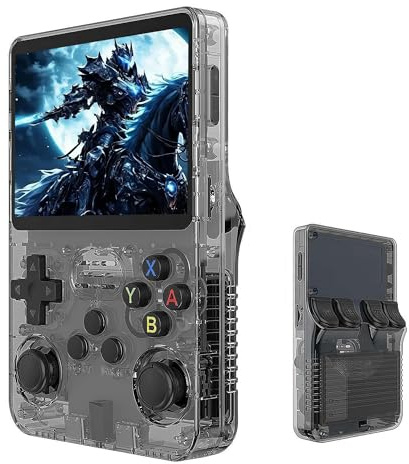 Werwing Console di gioco retrò R36S, schermo IPS da 3,5 pollici, scheda TF da 64 GB con oltre 10.000 giochi precaricati, dispositivo di gioco portatile Linux OS (nero)