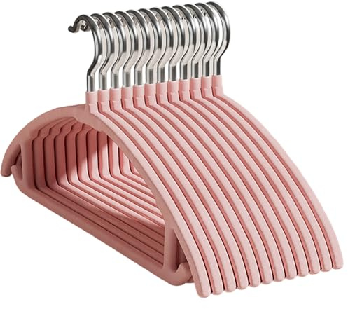 10 Perchas Antideslizantes para Abrigos, 22 Libras, Ahorro de Espacio, Gancho Giratorio de 360°, sin Hombros, Estante para Ropa