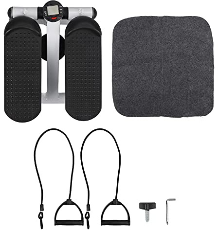 WFNIHONHON Mini Stepper con Bande di Resistenza, Macchina per Allenamento Total Body, Pedali Antiscivolo, Stepper Silenzioso per Uso Domestico, Monitor LCD per il Monitoraggio,