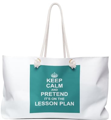 3dRose Turquoise Keep Calm and Pretend its on the Lesson Plan teacher humor Weekender Bag