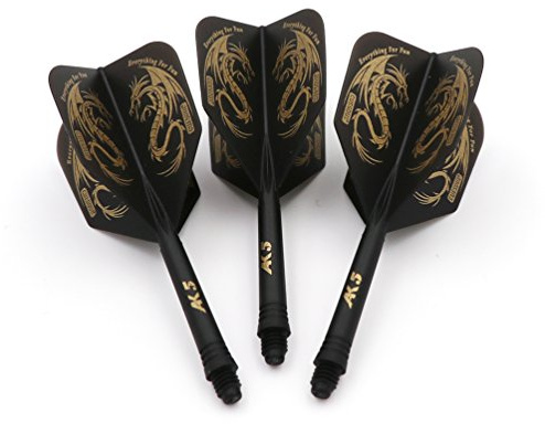 CUESOUL ROST personalisierte integrierte Dartpfeile Schäfte und Darts Flights Medium, Set von 3 Stück Drachen Pattern (CSAK-5JL1)
