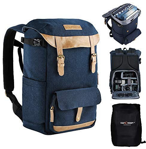 K&F Concept Waterproof Camera Backpack with Rain Cover, Large Capacity Rucksack DSLR Travel Bag Compatible with Canon Nikon Sony Cameras 15.6’’ Laptop