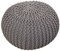 kreatives Wohnen Pouf Ø 55 cm Strickhocker Sitzpouf Bodenkissen Grobstrick-Optik extrahoch Höhe 37 cm hellgrau