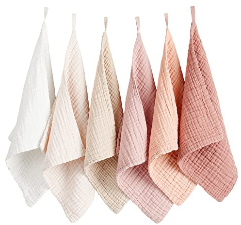 Konssy 6 Pack Face Cloths, Soft Wash Cloth for Washing Face, Cotton Face Towels for Sensitive Skin Women Facial Makeup Remover Reusable Absorbent Washcloths （11 x 11 Inch）