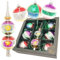 Krebs Glas Lauscha - Weihnachtsdekoration/Christbaumschmuck aus Glas - Glaskugelsortiment mit Dopplespitze - Motiv: Retro - Größe: 8 cm