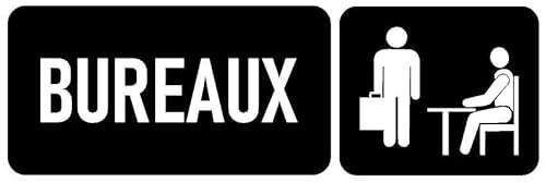 Office, black informational sign FR096 - Self adhesive sticker (300mm x 100mm)