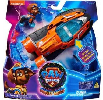 cavernedesjouets Coffret pour la Super Pat Patrouille Film Zuma + Hovercraft Luxe Son et lumière - Set Figurine Movie et véhicule mer avec Carte