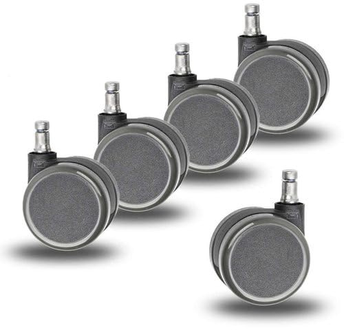 TREND OFFICE by Dauphin Stuhlrollen Ersatzrollen Sicherheits-Doppellaufrollen für Drehstuhl, Stift 11 mm, 5er Set, für Hartböden, wie Laminat, Vinyl, Parkett, Stein, Fließen