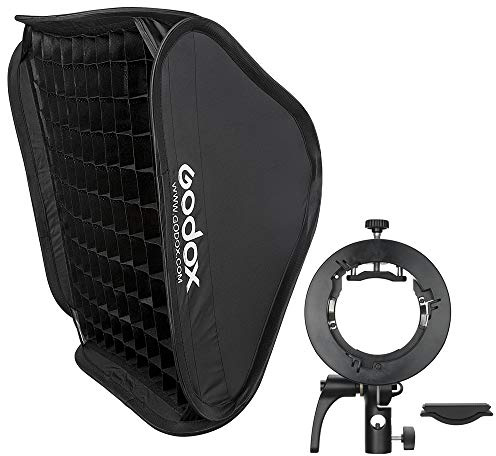 Godox 60 x 60 cm softbox kit med S2 S-Mount Bowens flashhållare med rutnät, SGGV6060 lämplig för Studio Godox V1, AD200PRO, V860II, TT685, TT350, AD400PRO, V1PRO, V100
