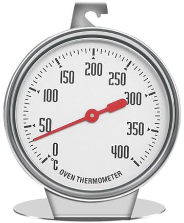 WUSJCOF Termometro da forno in acciaio inox con quadrante grande, termometro per fornelli elettrici e a gas, per cucinare e cuocere al forno, termometro da forno interno