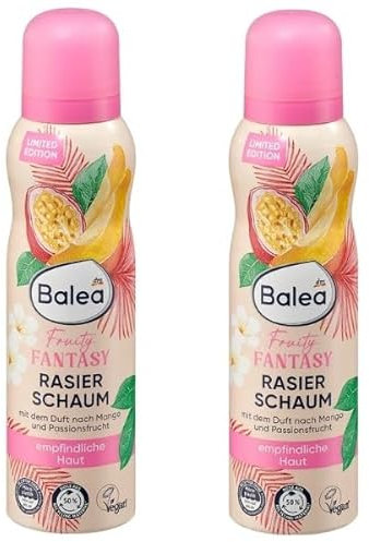 Balea Rasierschaum Damen Fruity Fantasy, Mango-Passionsfrucht-Duft, für empfindliche Haut 2x 150 ml