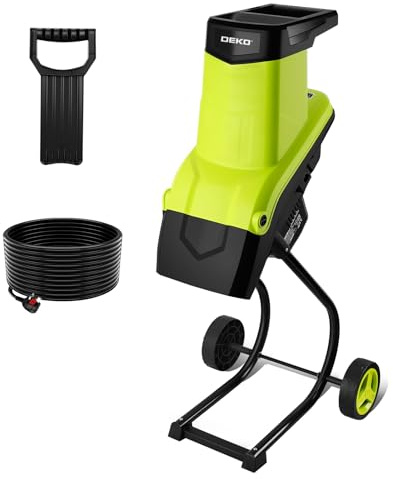 Garden Shredder Electric: DEKOPRO 2500W with 10m Cable 3800rpm Mulcher for 45mm Branches, Wood Chipper with Steel Blades, Leaf Shredder, Branch Shredder for Garden Debris and Branches