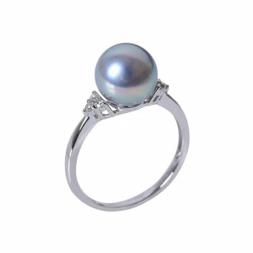 fycouyee Accesorios Moda Plata Gris Anillos Azules Anillos de Perla Ajustables