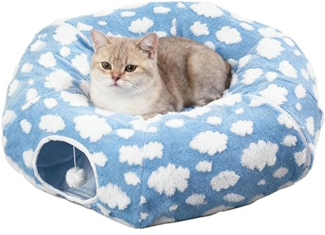 Tunnel De Jeu pour Chat | Fournitures pour Animaux De Compagnie - Tunnel Jouet Donut Mignon Chat,pour Sommeil Chiot Petit Animal Chien Intérieur Chambre Salon Balcon Appartement Dortoir Hiver