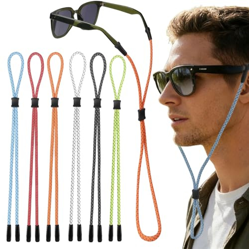 HFDONGL 6 Styck Glasband Sport Glasband Reflekterande Glaskedja Färgrik Justerbar Sportglasband För Herr Dam Cykling och Löpning Utomhus