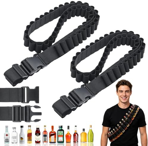 2 Piezas Cinturón de Cartuchos, 27 Agujeros Cinturón para Cartuchos de Caza, Bolsa de cartucho de Escopeta, 130 cm de Largo, cinturón de Bandolera de Concha Táctica para Caza al Aire Libre