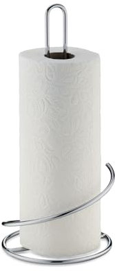 kela Portarotolo da cucinain piedi, anche per rotoli spessi, supporto per rotoli da cucina alto 33 cm, CARO, metallo cromato