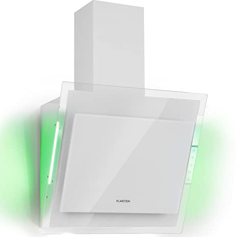 Klarstein Mirage 60 Huvudfri köksfläkt - 60cm, Avgasflöde: 550m³ / h, EEC A ++, Avgasflöde: 550m³ / h, Touch Control, RGB-färger, 59dB, Recirkulation/Frånluft, Väggkåpa, Vit