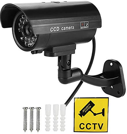 Cámara CCTV ficticia, con luz LED roja Intermitente, cámara de vigilancia Falsa Resistente a la Intemperie en Interiores al Aire Libre, Muy eficaz para disuadir a los Ladrones