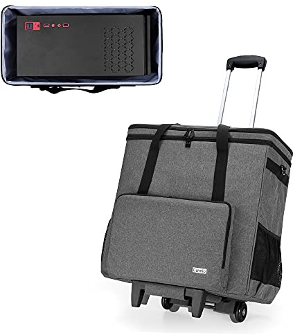 CURMIO Borsa da viaggio per computer desktop, Borsa da viaggio per computer a doppio strato con carrello rimovibile per chassis, Tastiera e mouse del PC, Grigio (Solo Borsa)