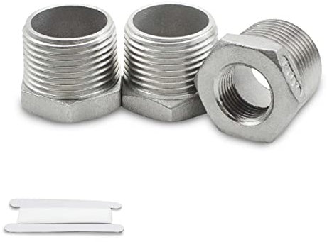 Bwintech 3 piezas 3/4 macho a 1/2 hembra BSP rosca inoxidable hexagonal buje reductor conector para tubería de conexión de conversión