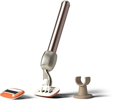 Fler The Razor Starter Set - Rasoio Donna 5 Lame, Rasoio con Supporto e 2 Lamette di Ricambio, Rasoi Unisex, Lametta con Aloe Vera, Vitamina E, Rosa Blush