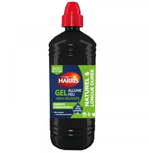 HARRIS - Gel Allume-feu - Naturel et Longue Durée - Ingrédients d'origine Naturelle - Bec verseur - Idéal Cuisson Alimentaire - 850ml, Neutre