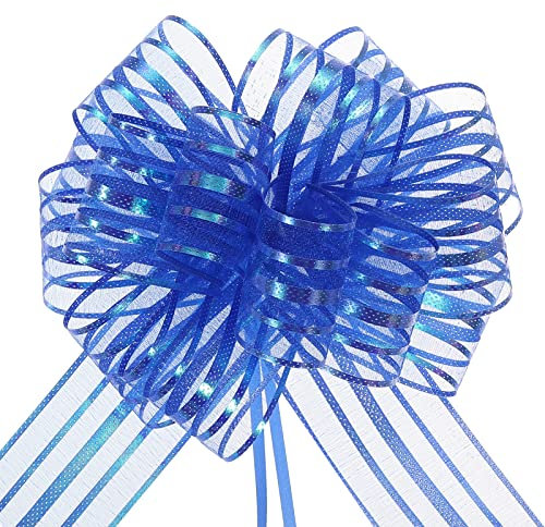 sourcing map 5Stk Geschenk Schleife ø 16cm Geschenkband Matt Schleife Riesen Ziehschleife für Verpackung Tüten Zuckertüten Auto zum Basteln Dekorieren Weihnachten Valentinstag, Blau