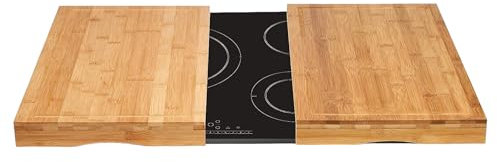 TIENDA EURASIA - Cubre Vitrocerámica | Juego de 2 Tablas de Cortar con Función de Protección | Medidas 56 x 54 x 4 cm | Material Bambú