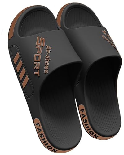 SMIUPIN Chaussures de douche pour la salle de bain, pantoufles pour l'extérieur et l'intérieur, sandales pour la maison,43-44,Noir&Brun