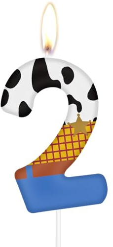 Velas de 2º cumpleaños de juguete, velas del número 2 para pastel,topper de pastel de vaqueros,decoración de 2º cumpleaños de niñas y niños,velas temáticas fiesta de historia azul decoración de
